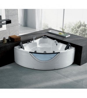 مغطس زاوية جاكوزي سستيم كامل مع خلاط  شلال وسماعة دش متحركة وإنارة - صيني 135 × 135 × 65 سم # js-945A